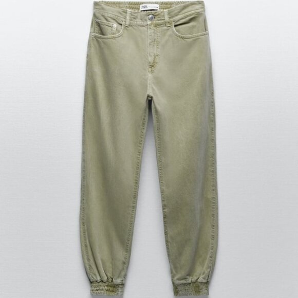 ZARA Women's ZW The Mercer Jogger Jeans Light Khaki - Picture 8 of 10